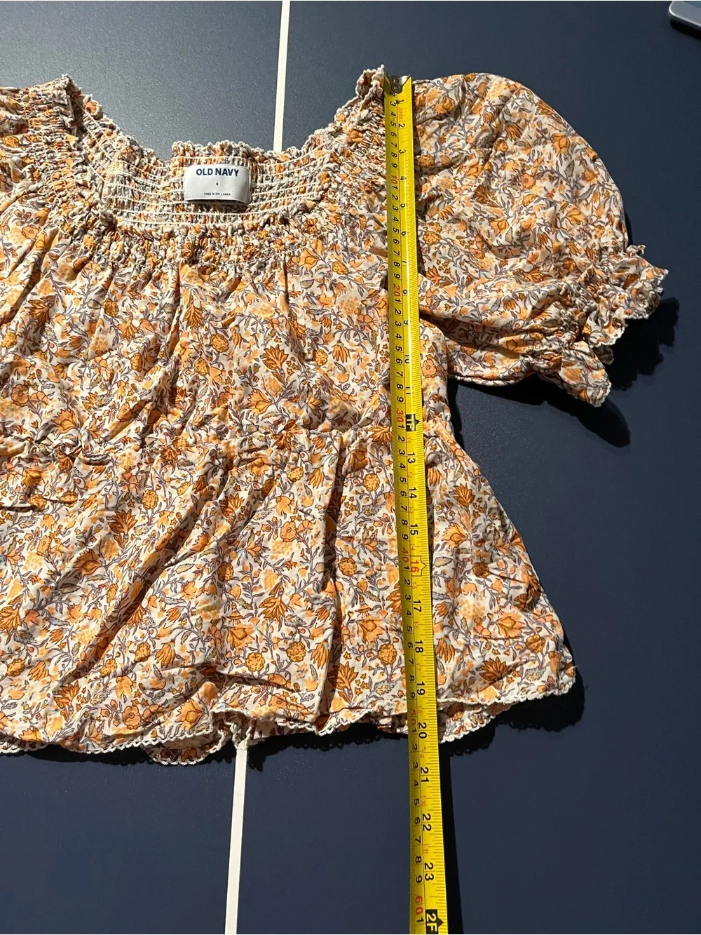 Old Navy Yellow Floral Smocked Puff-Sleeve Blouse